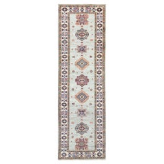 2
7 "x8
5" Aschgrau, weiche Wolle handgeknüpft, afghanische Super Kazak Läufer Teppich