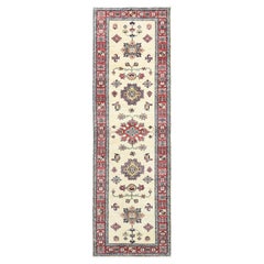 2'7 "x8'6" Ivoire, laine douce, noué à la main Afghan Super Kazak Runner Rug