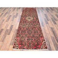 2'7"x8'6" Peach Vintage Persian Hussaianabad Hand Knotted Pure Wool Runner Rug