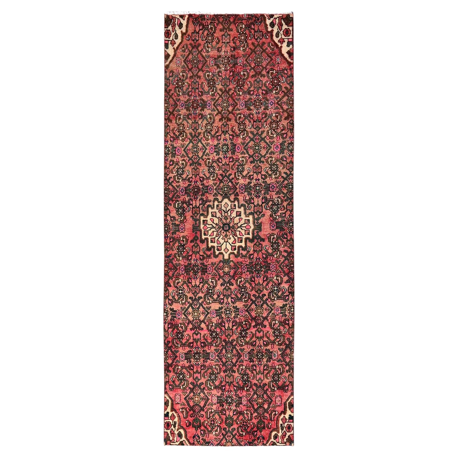 2
7 "x8
6" Pfirsich Vintage Persisch Hussaianabad Hand geknüpft reine Wolle Läufer Teppich im Angebot