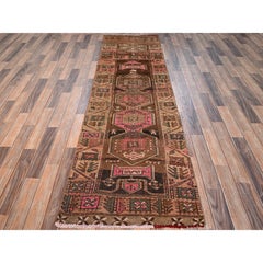 2'7"x8'9" Camel Brown Vintage Northwest Persian Hand Knotted Wool Runner Rug