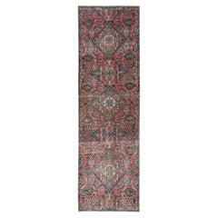 2'7"x8'9" Red Vintage Zoroastrian Tabriz Worn Down Hand Knotted Wool Runner Rug