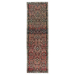 2'7"x9'1" Blush Red Vintage Persian Hamadan Hand Knotted Pure Wool Runner Rug