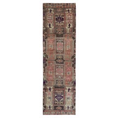 Tappeto Runner Vintage Persiano Heriz Annodato a Mano in Pura Lana 2'7 "x9'1" color pesca
