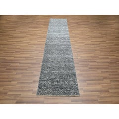 2'7"x9'10" Gray Kohinoor Herat Repetitive Pattern Hand Knotted Wool Runner Rug