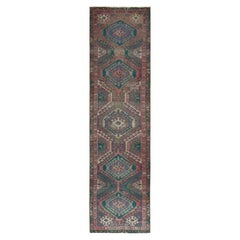 2'7 "x9'10" Rosa Sovratinto Vintage Persiano Hamadan Tappeto Runner in Lana Annodato a Mano
