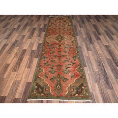 2'7"x9'2" Pink Vintage Zoroastrian Lilahan Hand Knotted Pure Wool Runner Rug
