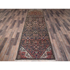 2'7"x9'2" Salmon Color Vintage Persian Hussaianabad Hand Knotted Wool Runner Rug