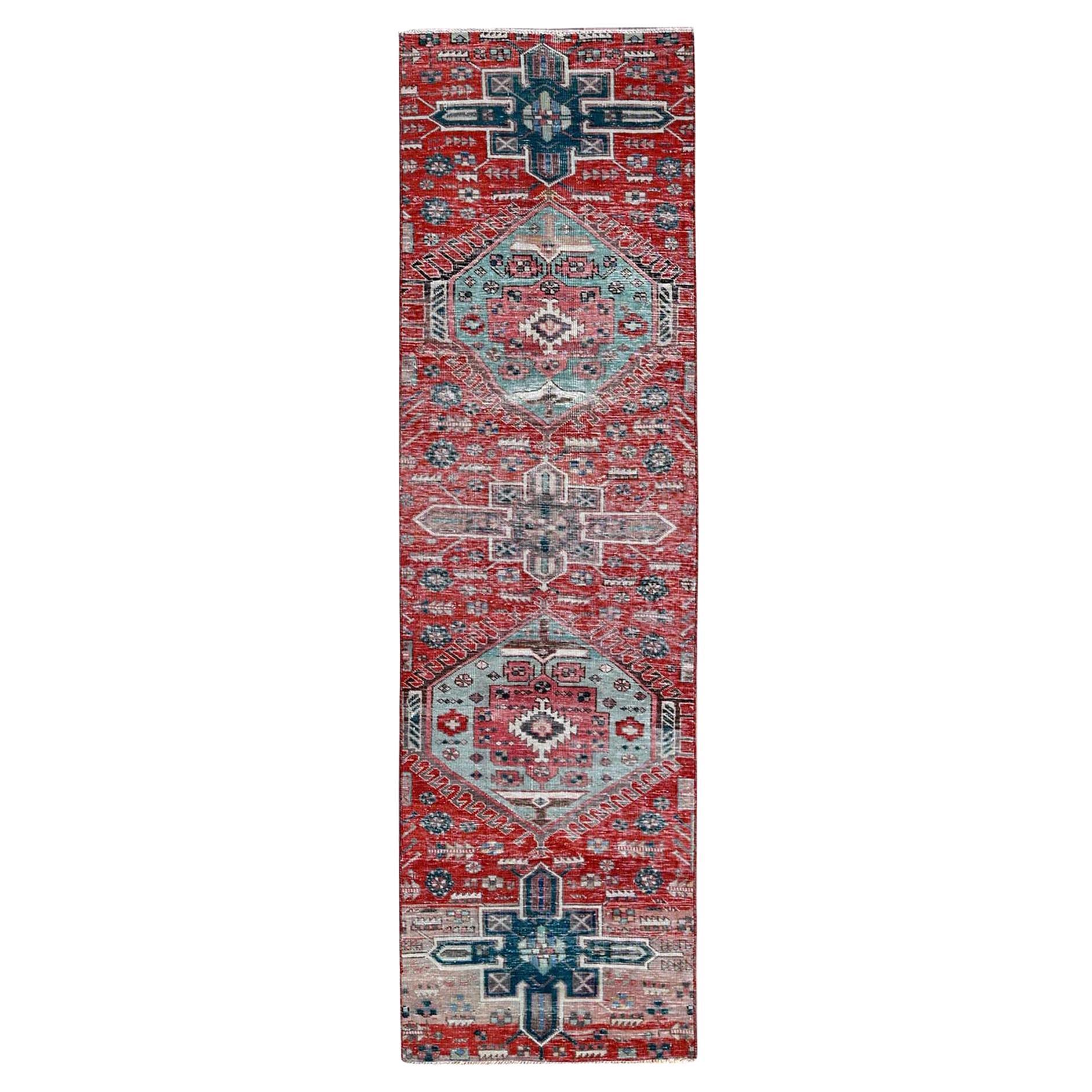 2'7"x9'3" Ajax Roter Vintage Nordwestlicher persischer handgeknüpfter sauberer Woll-Läufer