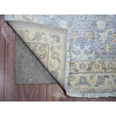 2'7"x9'6" Aegean Blue Finer Peshawar Soft Wool Hand Knotted Runner Oriental Rug