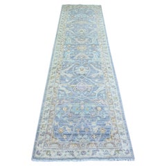 2'7 "x9'6" Bleu égéen Finer Peshawar Soft Wool Hand Knots Rugs Tapis d'Orient