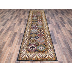 2'7"x9'6" Blue Afghan Special Kazak Hand Knotted Wool Wide Runner Oriental Rug