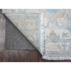 2'7"x9'6" Ice Cube Gray Natural Wool Fine Aryana Peshawar Runner Oriental Rug
