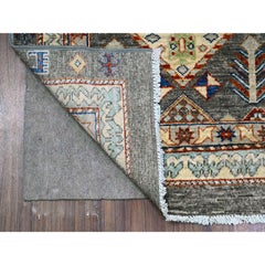 2'7"x9'6" Zombie Gray Fine Aryana Vegetable Dyes Shiny Wool Runner Oriental Rug