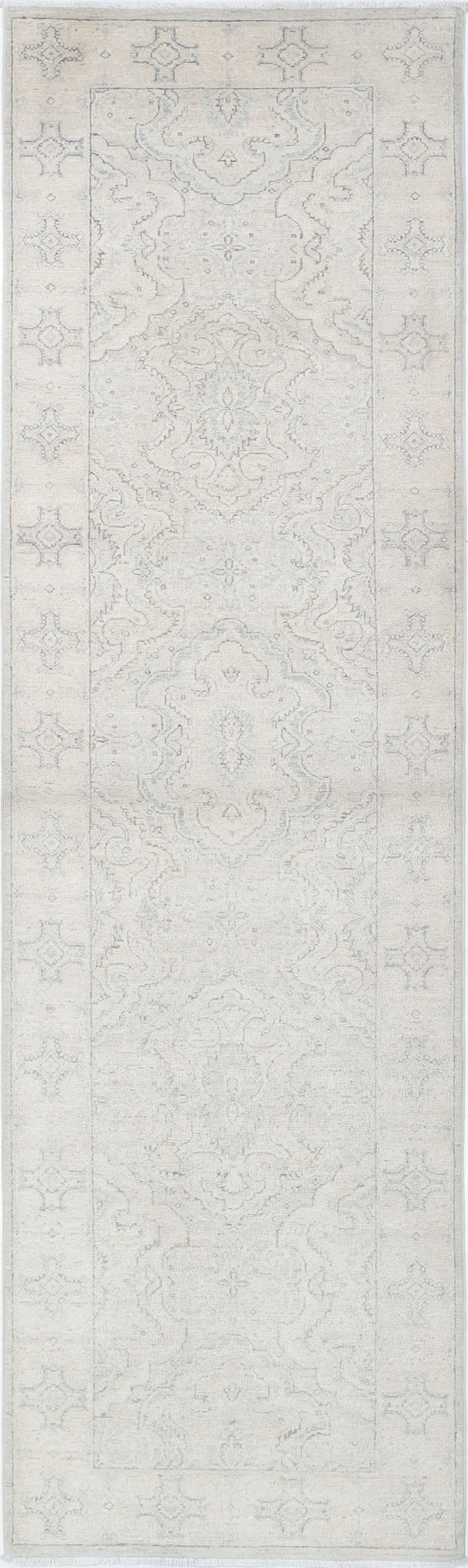 2.7x9.7 ft Beige Hallway Rug. Kitchen Runner Rug. Handknotted Corridor Rug