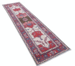 2.7x9.7 ft Hand-Knotted Wool Runner Rug for Hallway, Kitchen and Corridor