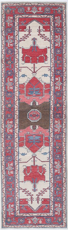 2.7x9.7 ft Hand-Knotted Wool Runner Rug for Hallway, Kitchen and Corridor