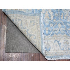 2'7 "x9'8" Beau Blue Finer Peshawar Tappeto orientale in lana annodato a mano