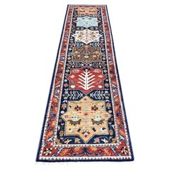 2'7"x9'8" Fibonacci Blue Caucasian Akstafa Design Aryana Runner Oriental Rug