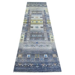 2
7"x9
8" Grauer handgeknüpfter Kashkuli Gabbeh 100% Wolle Läufer Orientteppich