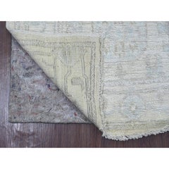 2'7"x9'8" Ivory Afghan Angora Oushak Pure Wool Hand Knotted Runner Oriental Rug