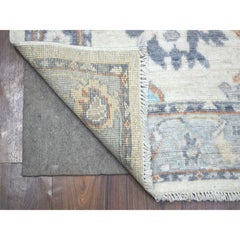 2'7"x9'8" Ivory, Hand Knotted, Afghan Angora Oushak Pure Wool Runner Rug