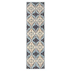 2'7"x9'8" Light Blue Northwest Persian Design Hand Knotted Pure Wool Runner Rug