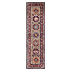 2'7"x9'8" Linen Beige Afghan Special Kazak Wool Hand Knotted Runner Oriental Rug