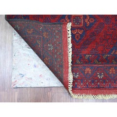 2'7 "x9'8" Rot Afghan Andkhoy Geometrisches Design Reine Wolle Handgeknüpft Läufer Teppich