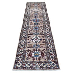 2'7 "x9'8" Super Kazak Hellbraun Reine Wolle Handgeknüpft Orientalischer Läufer Teppich