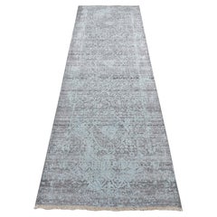 2'7 "x9'9" Chetwode Verde, Diseño Persa, Anudada a Mano, Alfombra de Lana y Seda para Correr