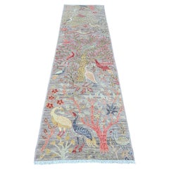 2'7 "x9'9" Tapis de course gris Afghan Knots/One Designs Laine douce nouée à la main