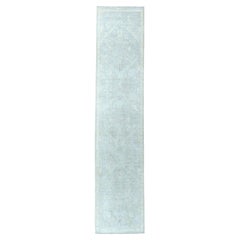 2'7"x9'9" White Wash Peshawar Pure Wool Hand-Knotted Oriental Runner Rug