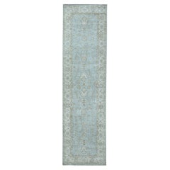 2'7"x9'9" White Wash Peshawar Pure Wool Hand-Knotted Runner Oriental Rug