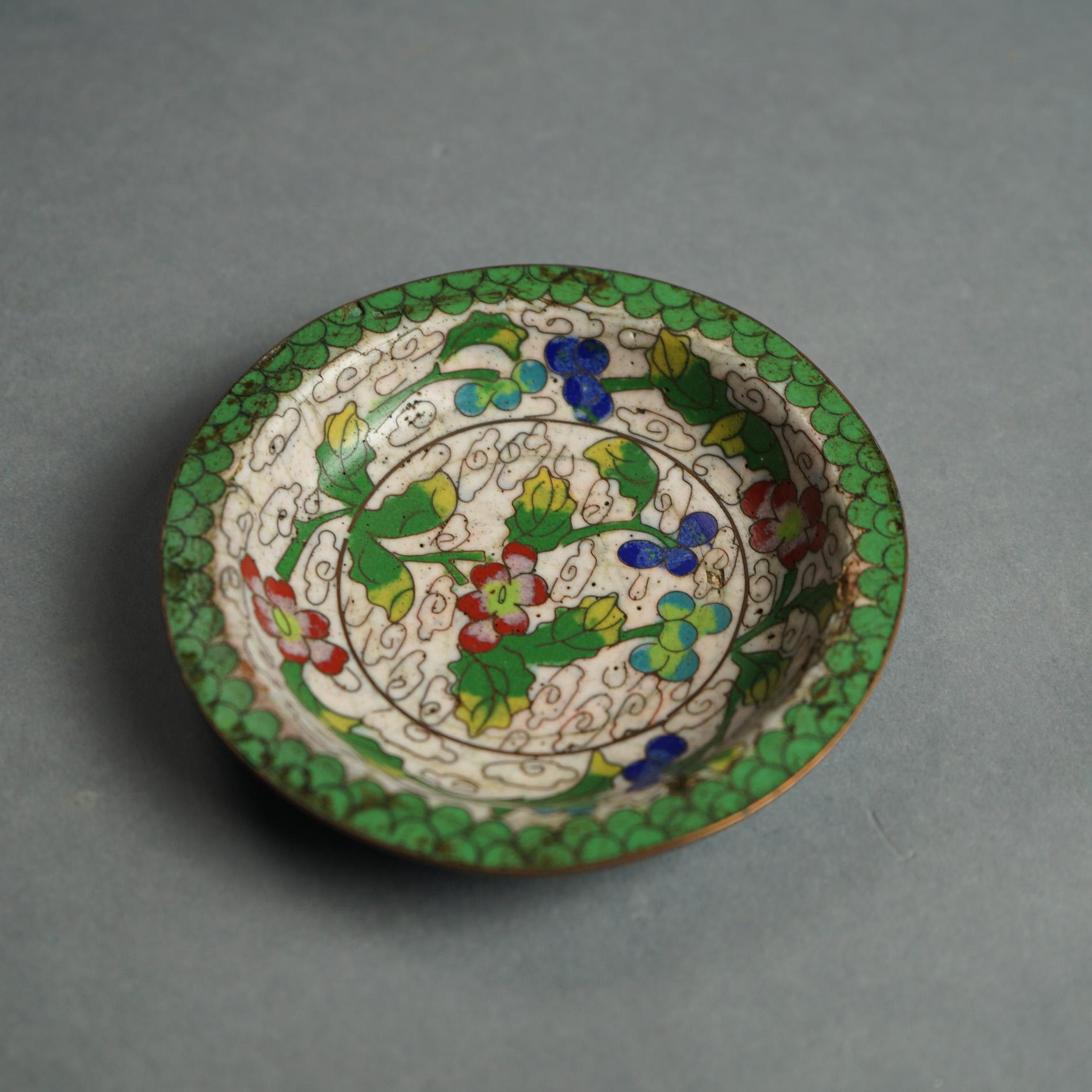 28 Antique Chinese Cloisonne Enameled Saucers & Ashtrays C1920 1