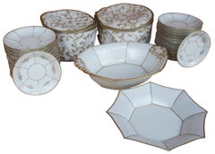 28 Antique J Pouyat Limoges France Gold Rim Octagonal Serving Dishes Saucers