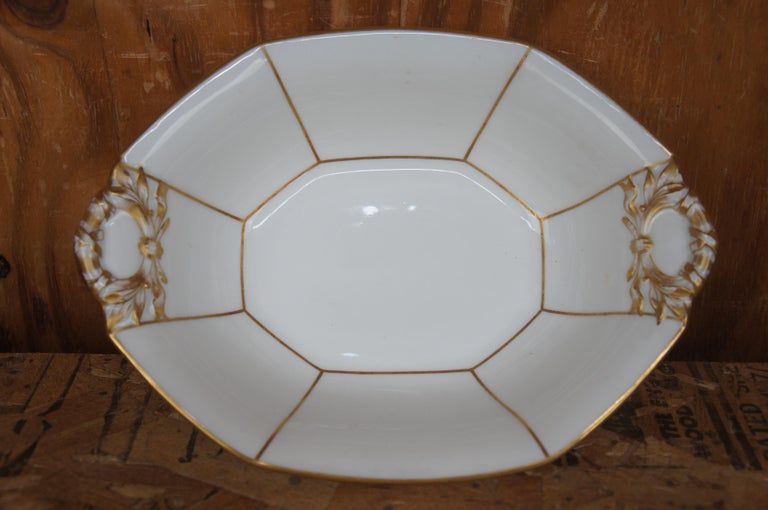 28 Antique J Pouyat Limoges France Gold Rim Octagonal Serving Dishes