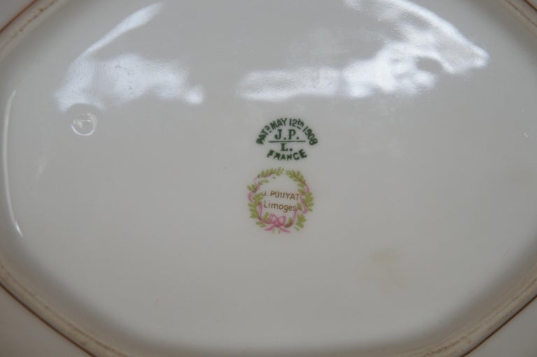 28 Antique J Pouyat Limoges France Gold Rim Octagonal Serving Dishes