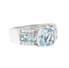 Sunita Nahata Aquamarine 2.80ct. Men's Ring in 18Karat White Gold with Diamond.