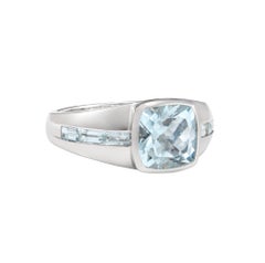 Sunita Nahata Aquamarine 2.85ct. Men's Ring in 18Karat White Gold.