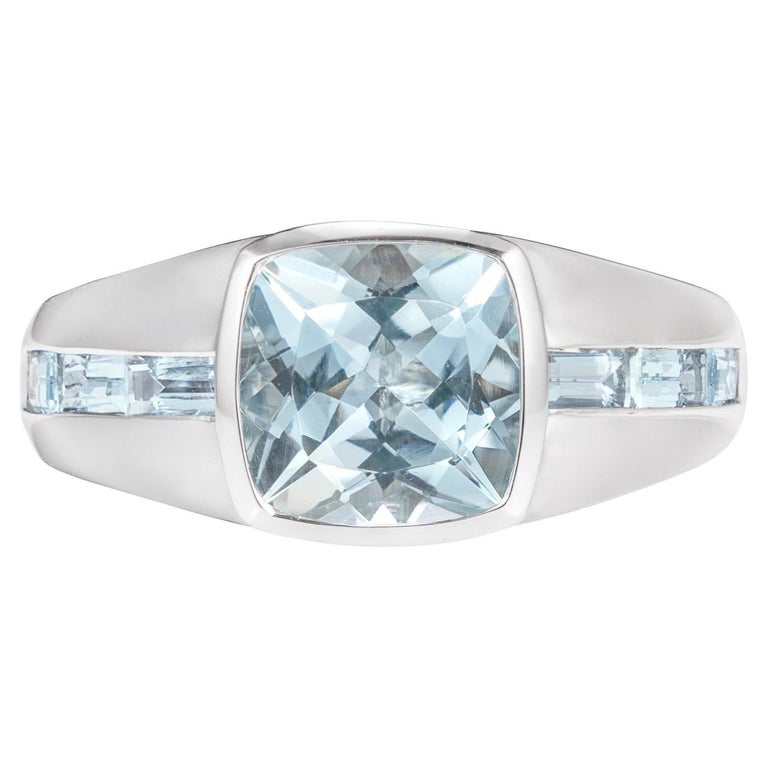 Sunita Nahata Aigue-marine Bague pour homme en or blanc 18