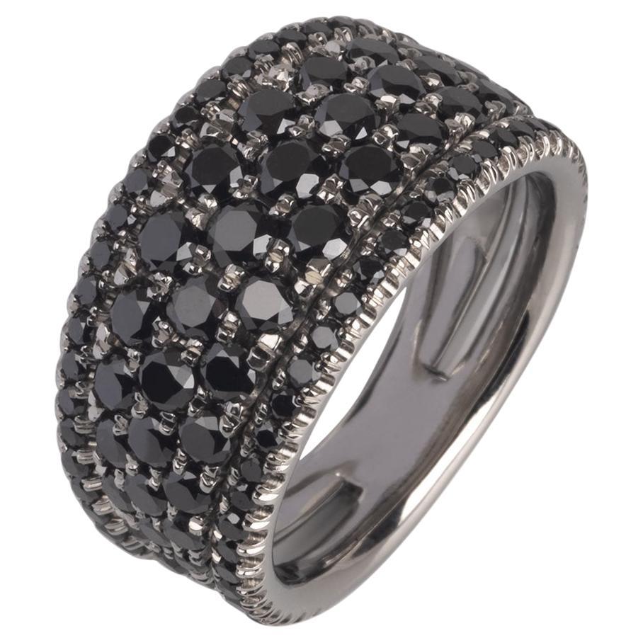 2.8 Carat Black Diamond White Gold Ring For Sale