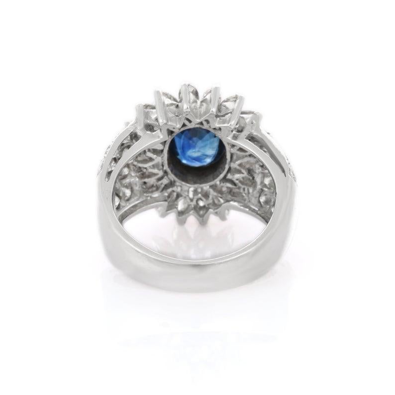 2.8 Carat Blue Sapphire Diamond 14 Karat White Gold Ring In New Condition For Sale In Hoffman Estate, IL