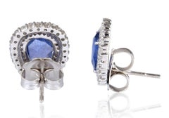 Pendientes Zafiro Azul Diamante Oro 18 Kilates