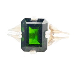 AJD Glowing Deep Green 2.8 Carat Chrome Diopside Sterling Silver Ring
