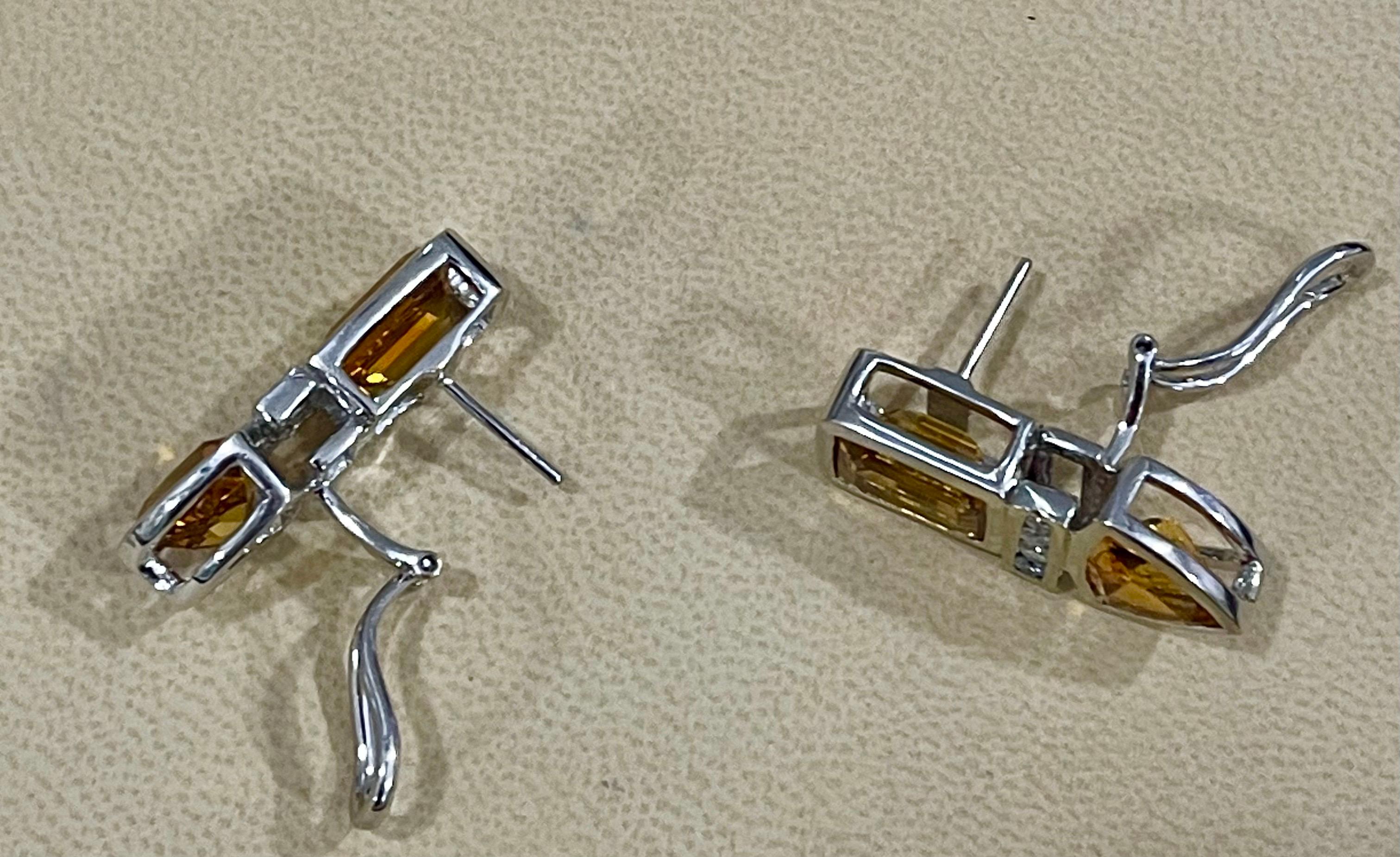 28 Carat Citrine & Diamond Pendant & Matching Earrings 14 Karat Gold Chain Set For Sale 7