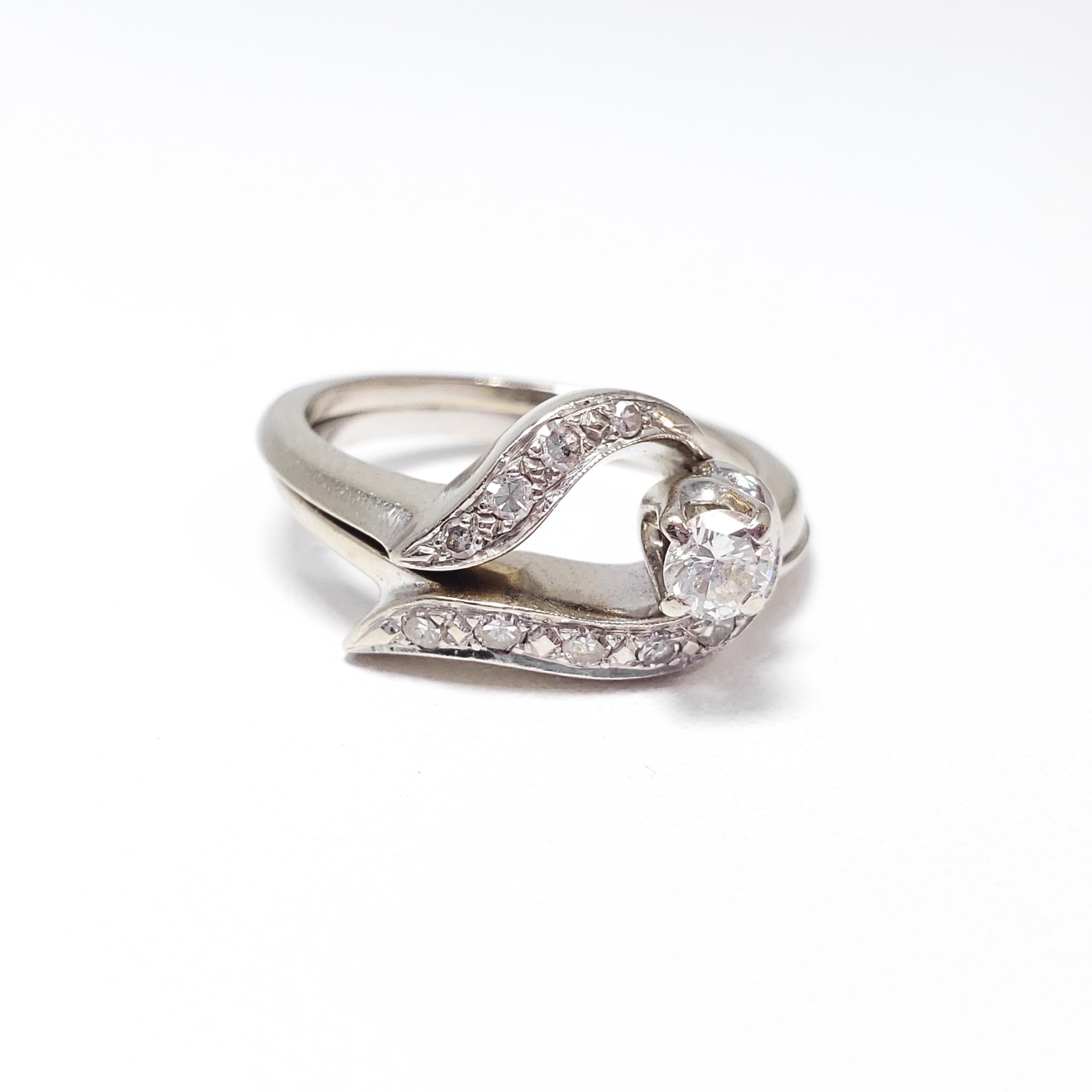 .28 Carat Diamond 14 Karat Gold Two Piece Wedding Ring Band Size US 6.5