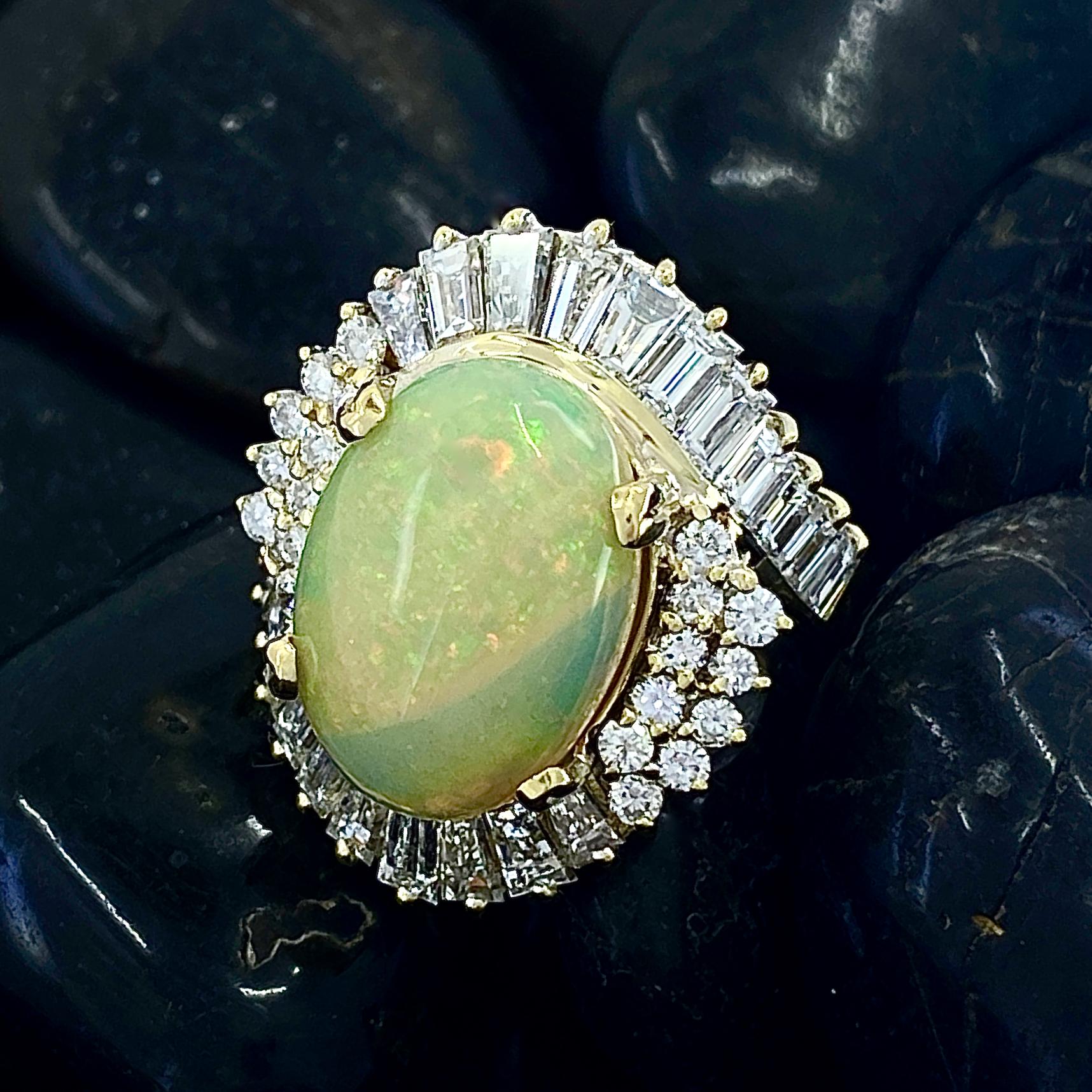 2.8 Carat Diamond Cocktail Ring with 6.5 Carat Ethiopian Opal in 18 Karat Gold 4