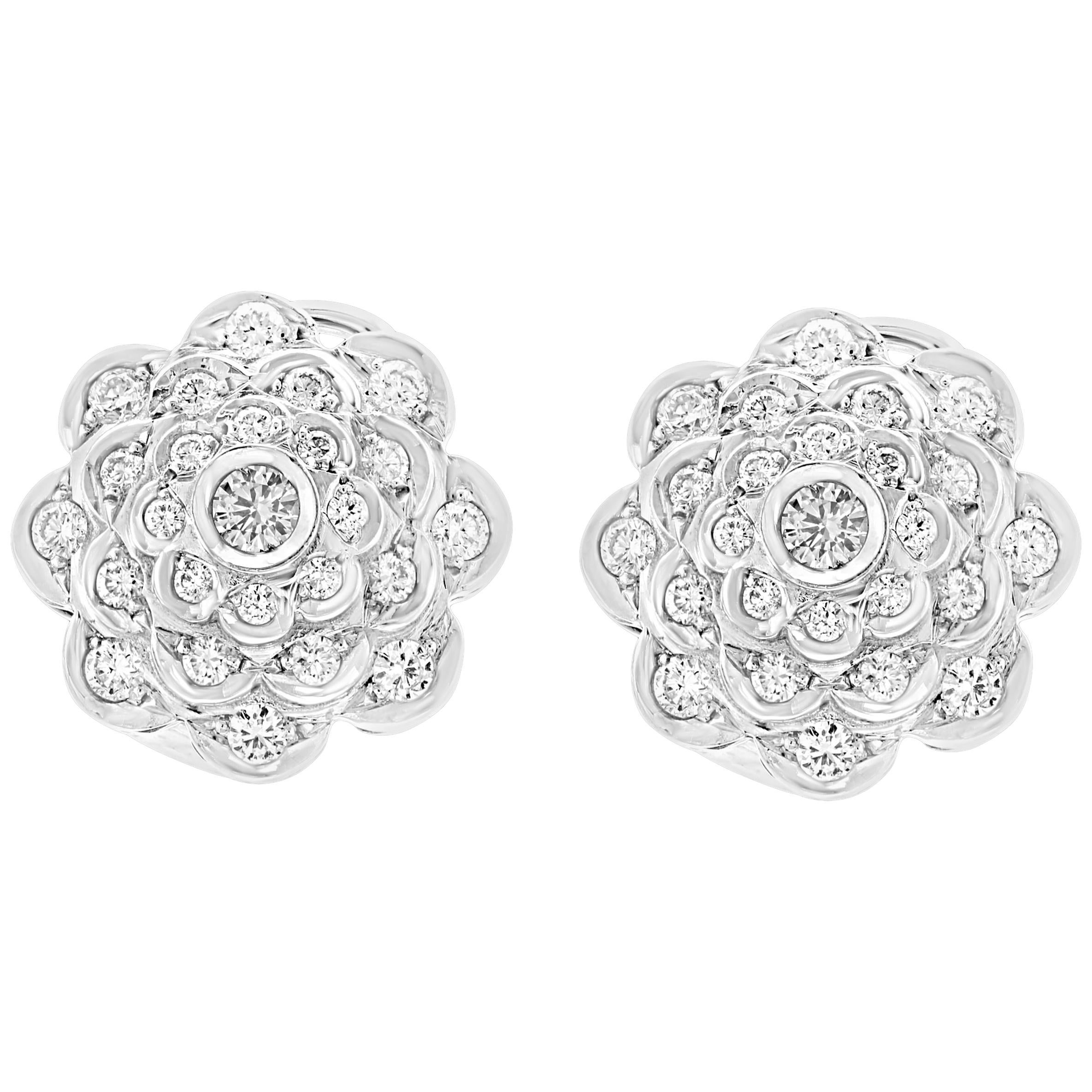 2.8 Karat Diamant VS Qualität Blume/Cluster-Ohrring 18 Karat Weißgold
