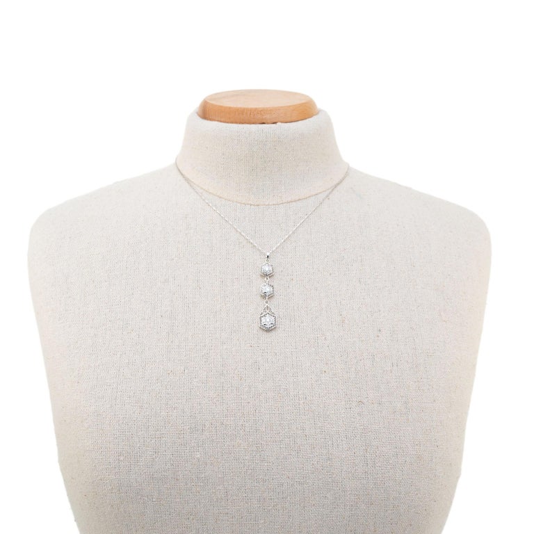 .28 Carat Diamond White Gold Pendant Necklace at 1stDibs